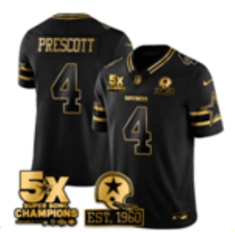 Men 2026 Dallas Cowboys #4 Prescott Black gold 6th generation Nike Limited NFL Jersey style 04->dallas cowboys->NFL Jersey